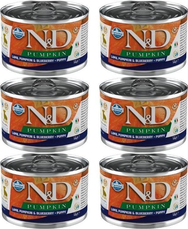 N&D Pumpkin Kuzu ve Yabanmersinli Tahılsız Mini Irk Yavru Köpek Konservesi 140 Gr x 6 Adet - Image 1