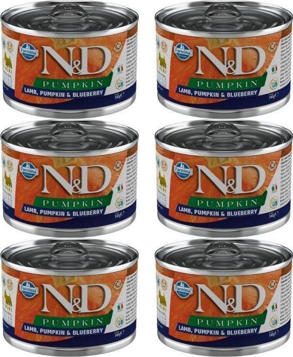 N&D Pumpkin Kuzu ve Yabanmersinli Tahılsız Mini Irk Yetişkin Köpek Konservesi 140 Gr x 6 Adet - Image 1