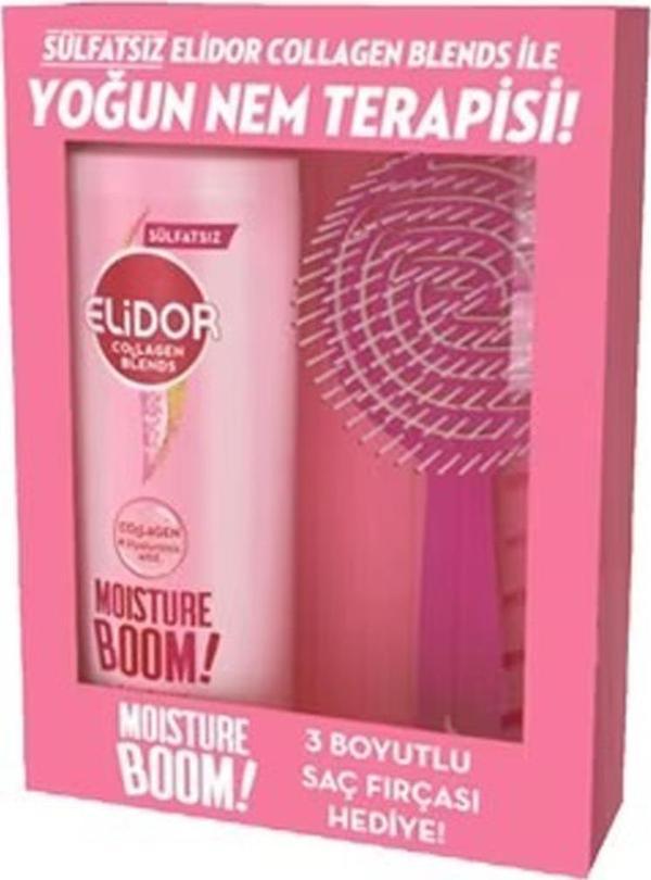 Elidor Collagen Blends Sülfatsız Yoğun Nem Terapisi Şampuan 350 Ml + 3 Boyutlu Saç Fırçası Hediye - Image 1