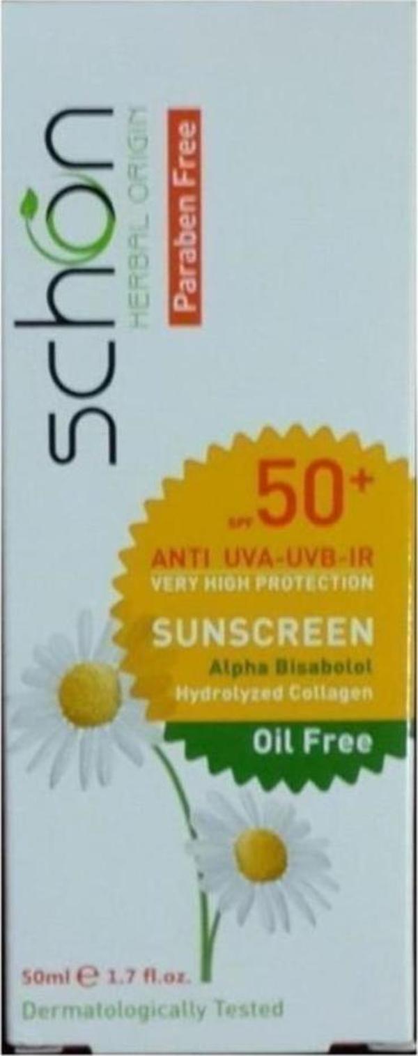 Schön 50Ml Güneş Kremi Renksiz Yağsız Spf50+ Yağlı ve Karma Ciltler - Image 1