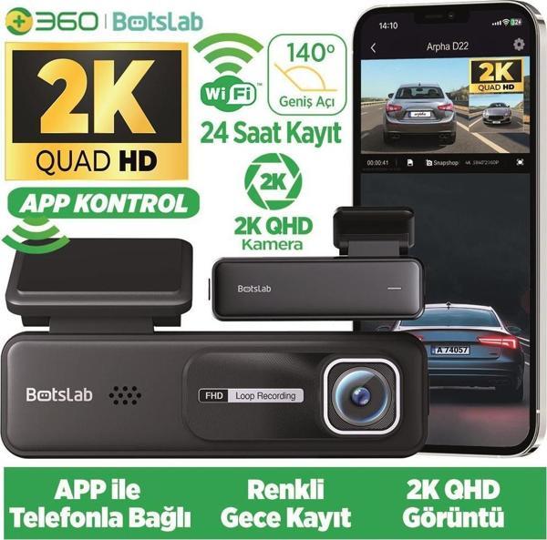 360+ Botslab HK30 Pro 2K QHD WiFi 140° Geniş Açı Gece Görüşlü Akıllı Araç İçi Kamera - Image 1