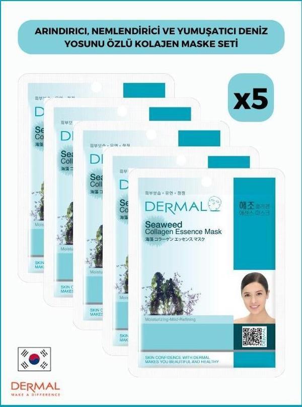 Dermal Arındırıcı, Nemlendirici Ve Yumuşatıcı Deniz Yosunu Özlü Kolajen Maske 23gr 5 Adet - Image 1