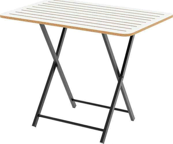 Eportatif Katlanır 4 Kişilik Bahçe Masası Bistro Masa 55x90 Beyaz 1425 - Image 1