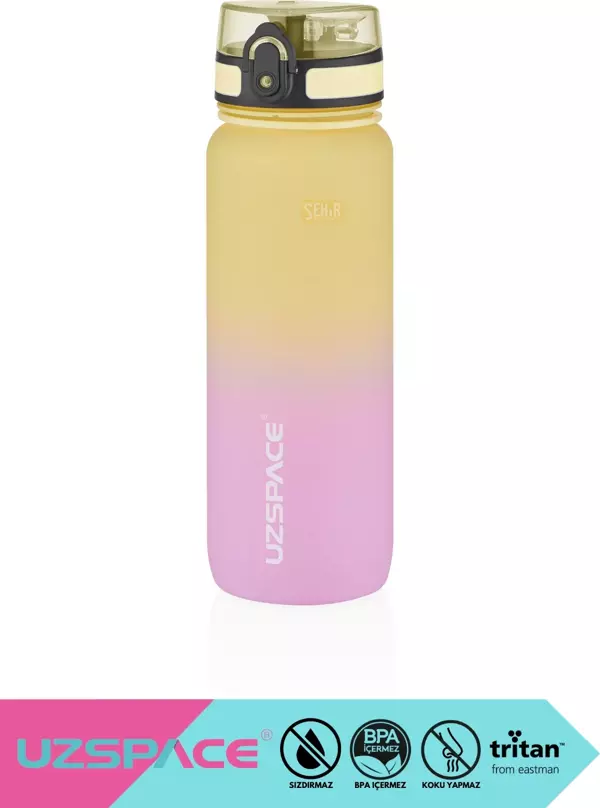 Uzspace 800ml Yeni Çift Renkli Sızdırmaz BPA İçermez Kilitlenebilir Kapaklı Motivasyonel Tritan Su Matarası - Image 1