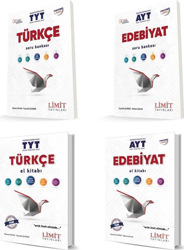 Limit Tyt Türkçe + Ayt Edebiyat El Kitabı + Soru Seti 4 Kitap 2024 - Limit Yayınları - Image 1