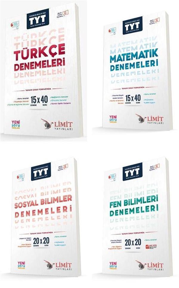 Limit Tyt Türkçe + Matematik + Sosyal + Fen Deneme Seti 4 Kitap 2024 - Limit Yayınları - Image 1