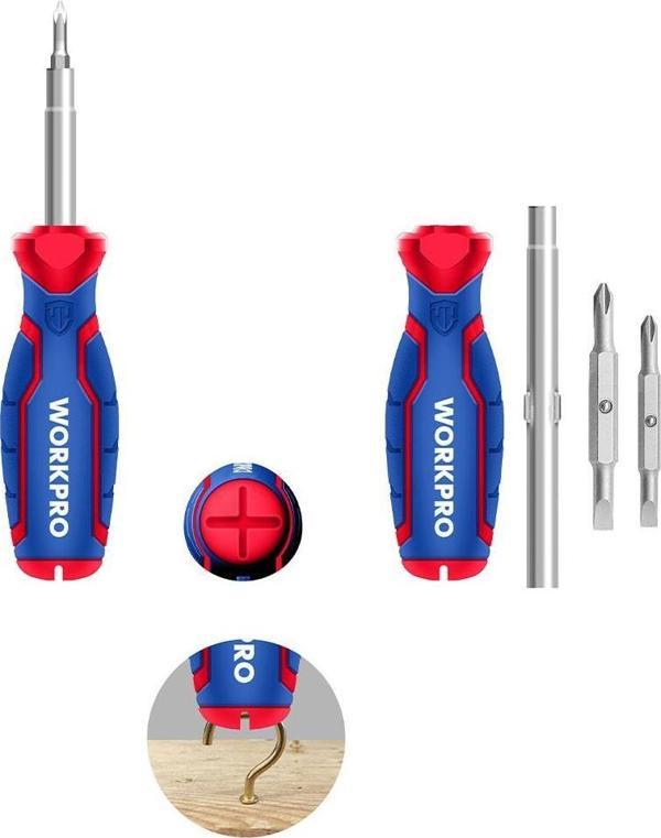WORKPRO WP221046 6-IN-1 Profesyonel Çok Fonksiyonlu Değişken Uçlu Tornavida Seti - Image 1