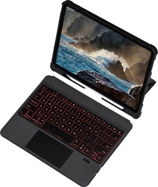 Apple iPad Pro 12.9 2022 M2 6.Nesil Kılıf inter Ledli Mousepadli 2in1 Işıklı Klavyeli Kılıf - Image 1