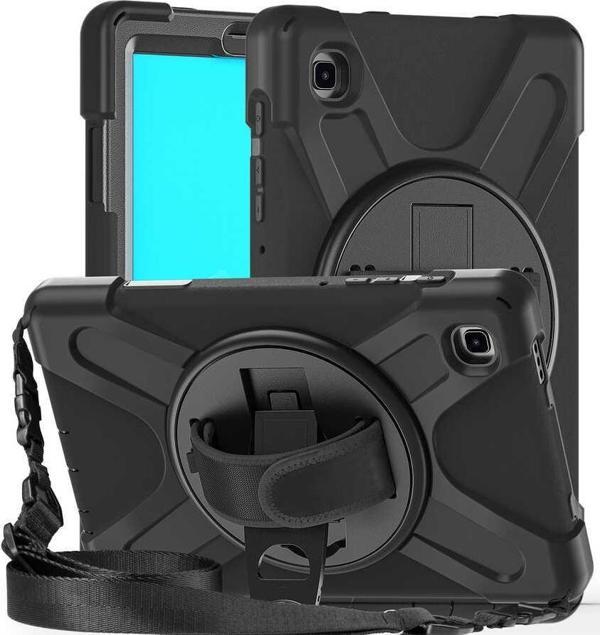 Samsung Galaxy Tab A7 Lite Kılıf Yatay Standlı ve Askılı Amazing Defender Zırh Özellikli Kılıf - Image 1