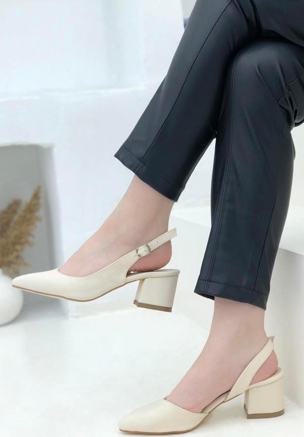 Ayakcenter 24-590 Krem-Cilt Ayışığı 6Cm Topuklu Kadın Ayakkabı - Image 1