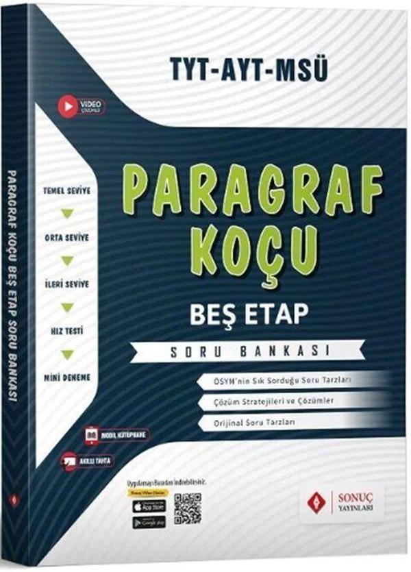 Sonuç Yayınları TYT AYT MSÜ Paragraf Koçu Beş Etap Soru Bankası - Sonuç Yayınları - Image 1
