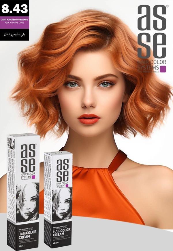 Asse 60 Ml Tüp Saç Boyası 8.43 Açık Kumral Bakır Dore + 50 Ml Oksidan Sıvısı - Image 1