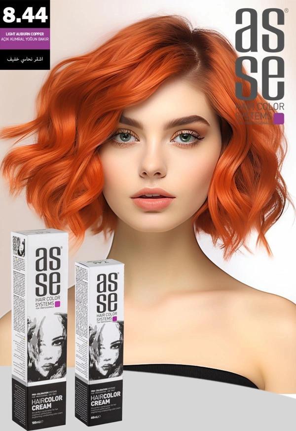 Asse 60 Ml Tüp Saç Boyası 8.44 Açık Kumral Yoğun Bakır + 50 Ml Oksidan Sıvısı - Image 1