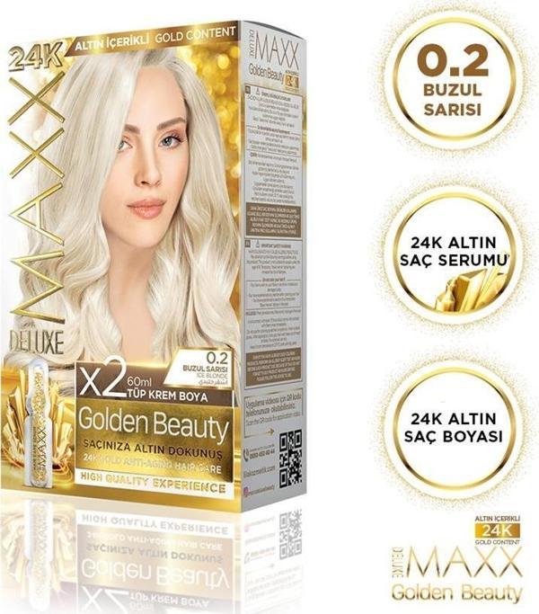 MAXX DELUXE Golden 24K Altın Içerikli Saç Boyası 0.2 Buzul Sarısı 2 Boyama - Image 1