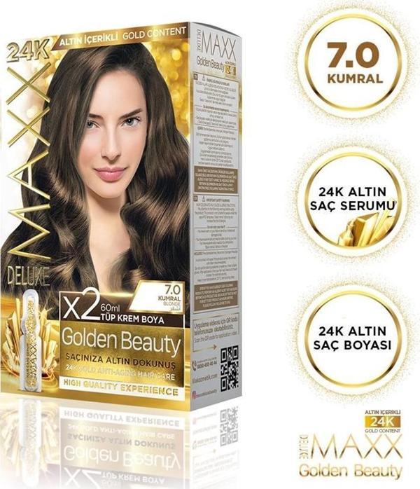 MAXX DELUXE Golden 24K Altın Içerikli Saç Boyası 7.0 Kumral 2 Boyama - Image 1