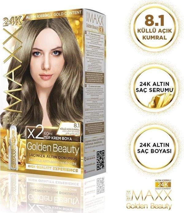 MAXX DELUXE Golden 24K Altın Içerikli Saç Boyası 8.1 Küllü Açık Kumral 2 Boyama - Image 1