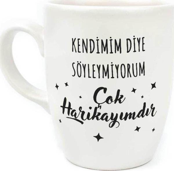 Çok Harikayımdır Krem Oval Kupa - Hediye Seramik Kupa - Image 1