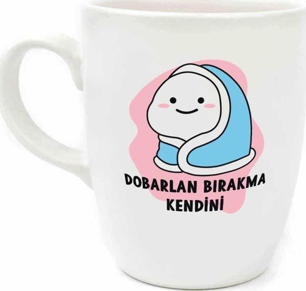 Dobarlan Bırakma Kendini Krem Oval Kupa - Hediye Seramik Kupa - Image 1