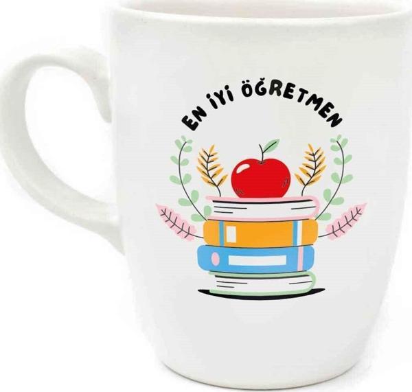 En İyi Öğretmen Krem Oval Kupa - Hediye Seramik Kupa - Image 1