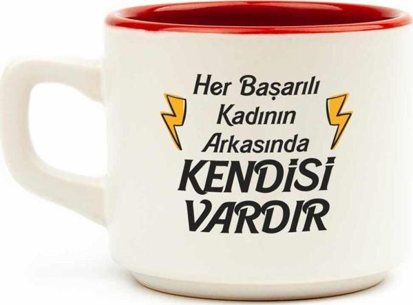 Her Başarılı Kadının Arkasında Kendisi Vardır Beyaz Venüs Kupa - Hediye Seramik Kupa - Image 1