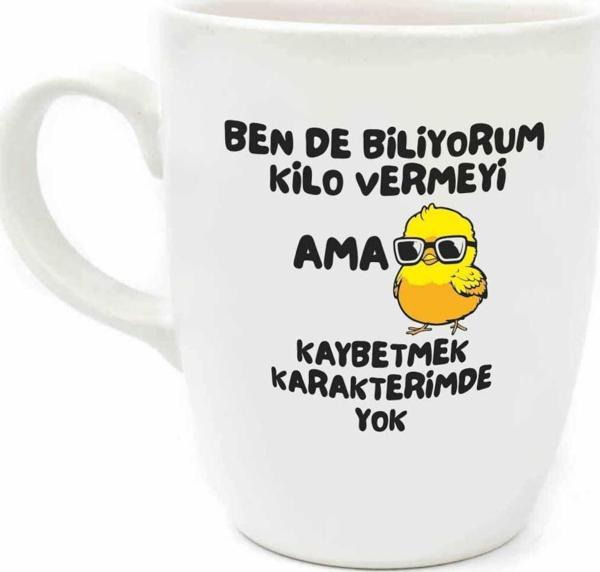 Kaybetmek Karakterimde Yok Krem Oval Kupa - Hediye Seramik Kupa - Image 1