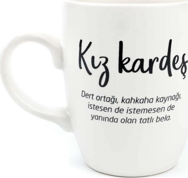 Kız Kardeş Krem Oval Kupa - Hediye Seramik Kupa - Image 1