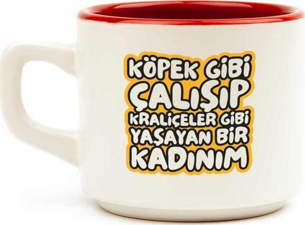 Köpek Gibi Çalışıp Kraliçeler Gibi Yaşayan Bir Kadınım Beyaz Venüs Kupa - Hediye Seramik Kupa - Image 1