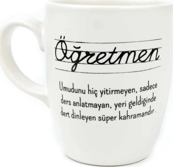 Öğretmen Krem Oval Kupa - Hediye Seramik Kupa - Image 1
