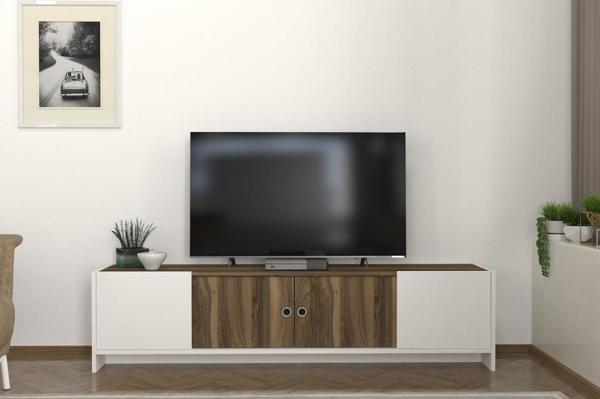 Dekorister Bonnel Tv Sehpası Beyaz - Ceviz - Image 1