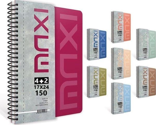 Gıpta Maxi Spiralli Seperatörlü Plastik Kapak Not Defteri 17X24Cm 150 Yaprak 4+2 (4 Kareli + 2 Çizgili) 6571 - Image 1