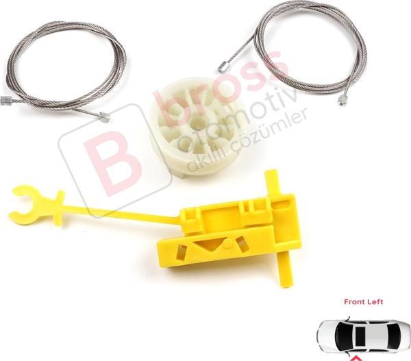 Bross Otomotiv Renault Trafic MK2 Vivaro Primastar 2001-2015 7700311820 İçin Elektrikli Ön Sol Cam Kriko Tamir Seti - Image 1