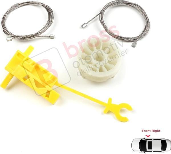 Bross Otomotiv Renault Trafic MK2 Vivaro Primastar 2001-2015 7700311821 İçin Elektrikli Ön Sağ Cam Kriko Tamir Seti - Image 1