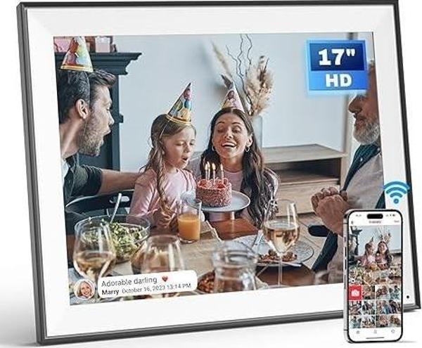 Arktronic 17 Inc HD Ekstra Büyük Dijital Resim Çerçevesi 64 GB 1280x960HD, Siyah - Image 1
