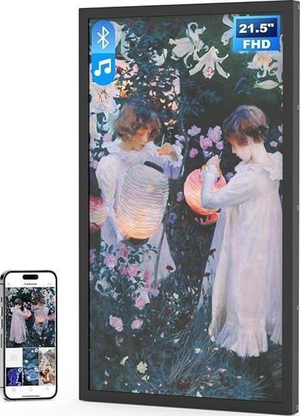 Arktronic Hoparlörlü 21.5 Inc FHD Büyük Dijital Resim Çerçevesi, 64GB WiFi  - Image 1