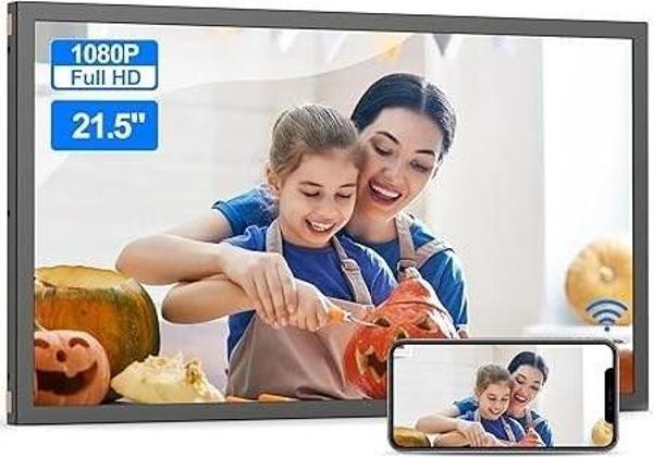 Nethgrow Büyük Dijital Resim Çerçevesi 21.5 Inc 2.4 5G WiFi 1080p - Siyah Wifi - Image 1