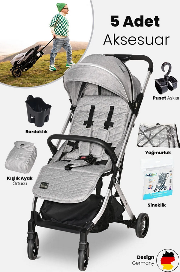 Lorelli Myla Plus Kabin Boy Bebek Arabası-Grey - Image 1