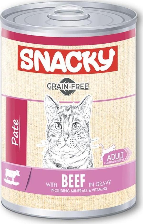 Snacky Tahılsız 400 gr Pate/Konserve SığırEtli Yetiş.Kedi 12'li - Image 1