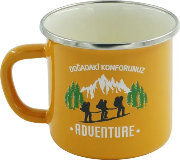 Orcamp Retro Emaye Kupa Bardak Sarı Adventure 330 cc - Image 1