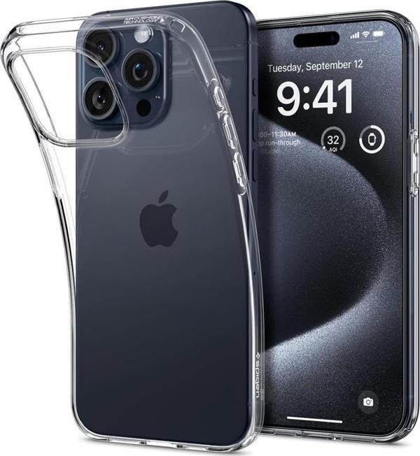 iPhone 15 Pro Kılıf, Spigen Liquid Crystal 4 Tarafı Tam Koruma Crystal Clear - Image 1