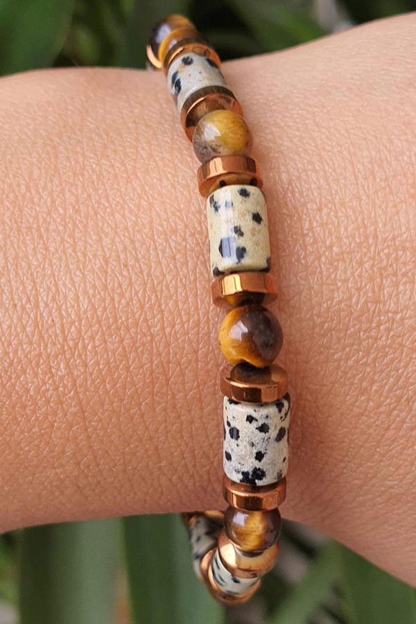 Jasper Akik Hematit Ve Kaplan Gözü Taşlı Tasarım Doğal Taş Bileklik - Image 1