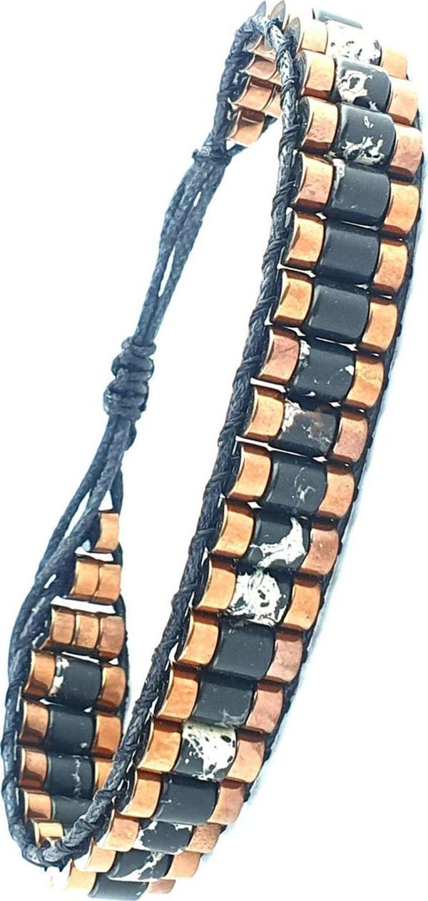 Akik Ve Hematit Taşlı El İşi Tasarım Doğal Taş Bileklik - Image 1