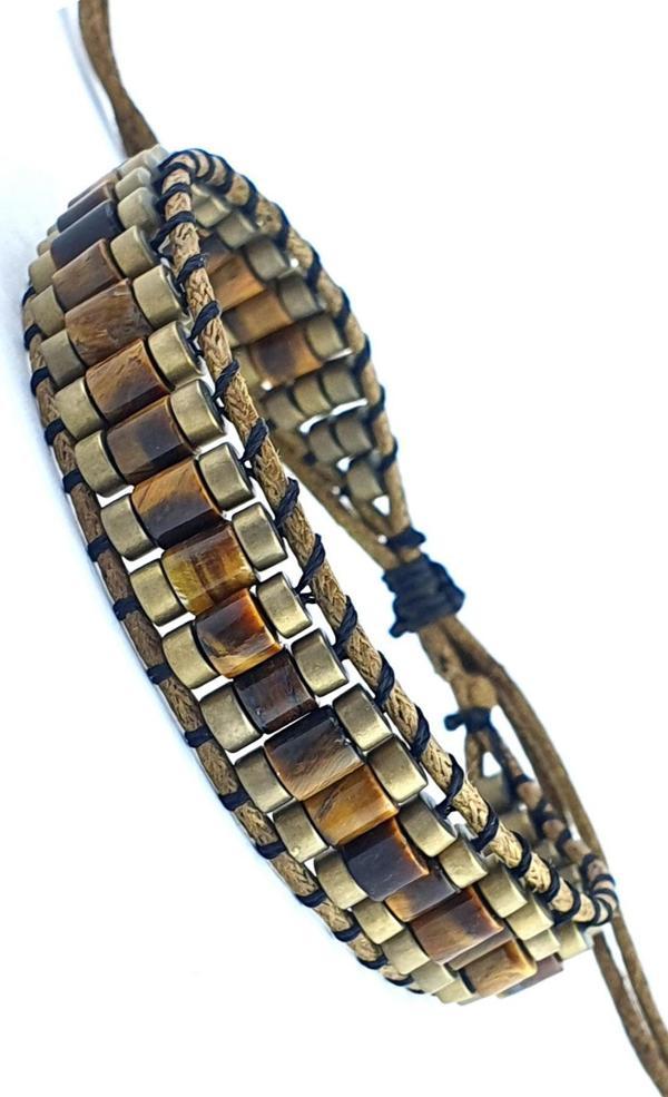 Kaplan Gözü Ve Hematit Taşlı El İşi Tasarım Doğal Taş Bileklik - Image 1