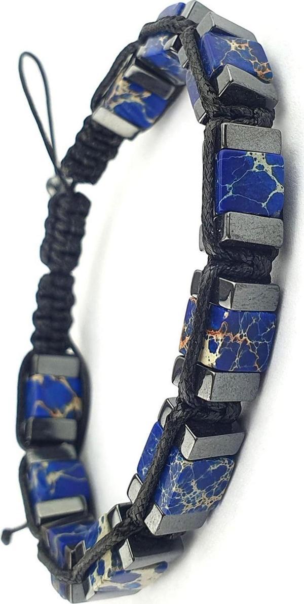 Lapis Lazuli Ve Hematit Taşlı El İşi Tasarım Doğal Taş Bileklik - Image 1