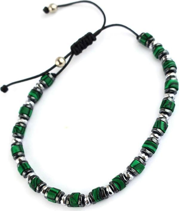 Malakit Hematit Taşlı El İşi Tasarım Doğal Taş Bileklik - Image 1