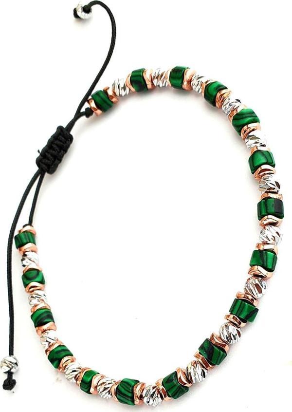 Malakit Ve  Hematit Taşlı El İşi Tasarım Doğal Taş Bileklik - Image 1