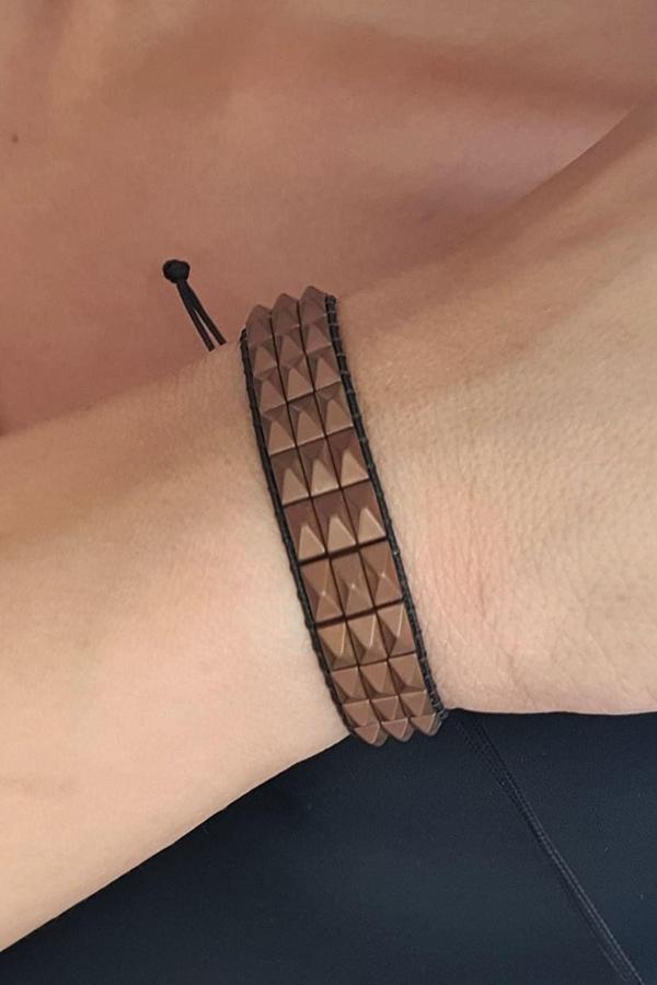 Mat Hematit Taşlı El İşi Tasarım Şambala Bileklik - Image 1
