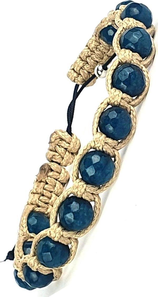 Mavi Kuvars Taşlı El İşi Tasarım Şambala Bileklik - Image 1