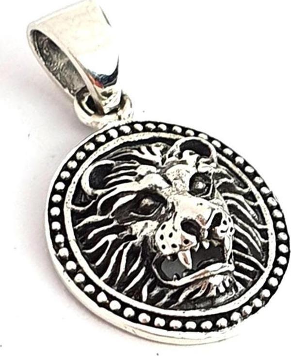 Aslan Başı Minimal 925Ayar Gümüş Madalyon Kolye Ucu - Image 1