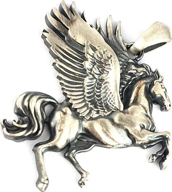 Pegasus Atı Figürlü 925Ayar 3 Boyutlu  Gümüş Tasarım Kolye Ucu - Image 1
