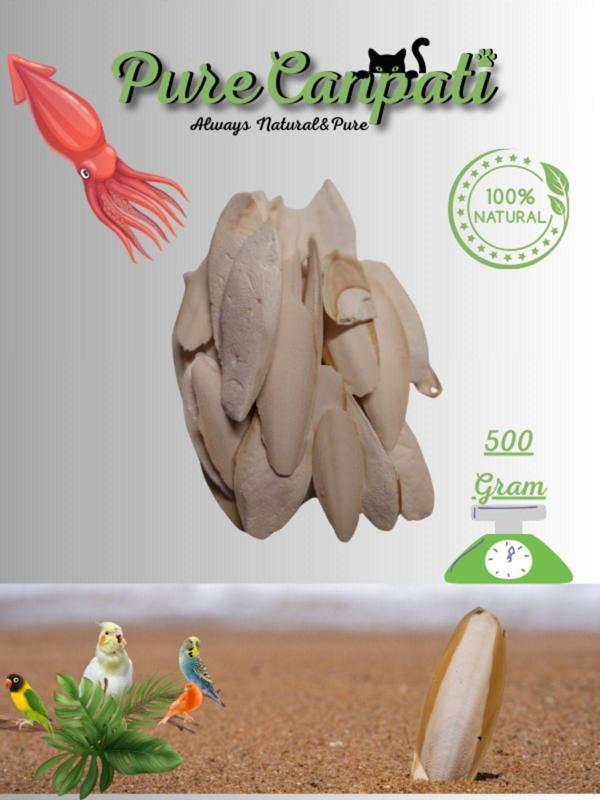 PureCanpati Kalamar Kemiği Mürekkep Balığı Kemiği 500gr Kırıklı Ve Ufak Boy Kalamar Kemiği 500 Gram - Image 1